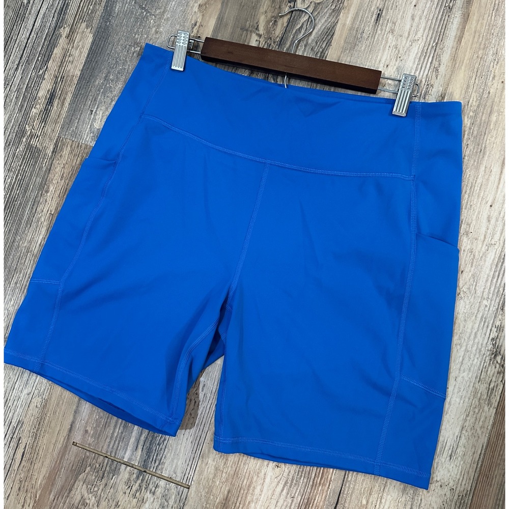 NWOT Tek Gear UltraStretch Bike Shorts Valera Blu Women 1X Pockets Athletic